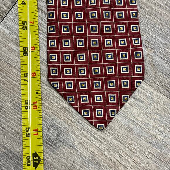 Brooks Brothers Red Blue‎ Geometric Squares Mens 59" Silk Tie USA EUC Vintage - Picture 5 of 7